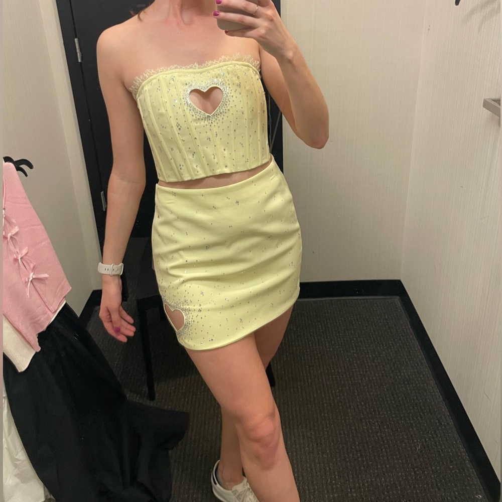 Two piece set with heart cutouts